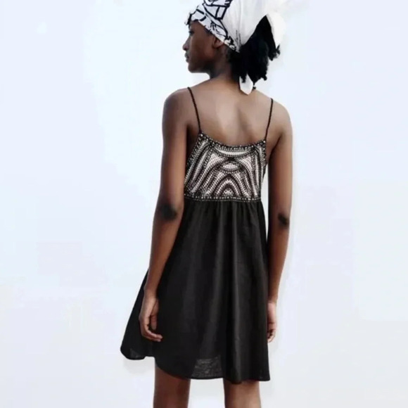 Zara Crochet and Linen Cotton Blend Dress - Picture 2 of 14